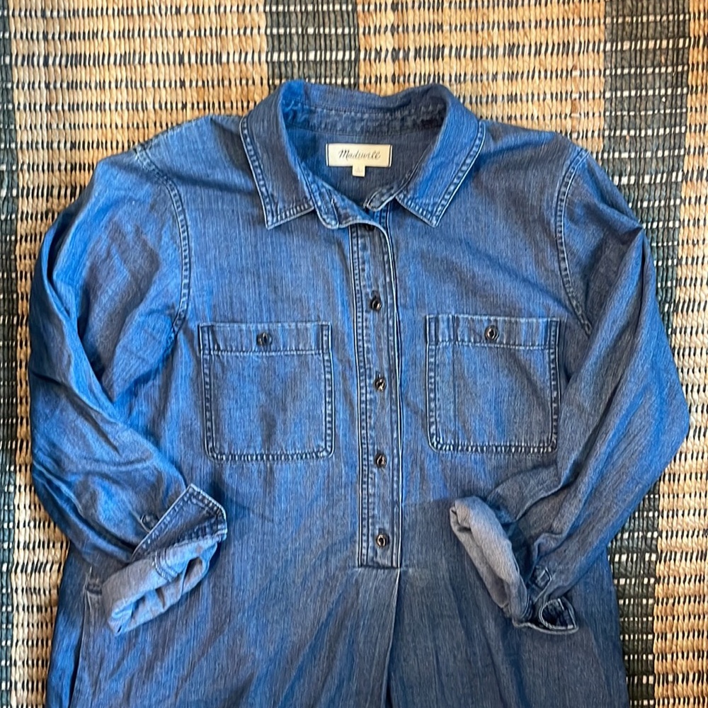 Madewell Denim Shirt Dress - Blue - Picture 2 of 3
